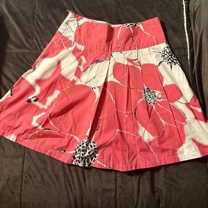 Floral A-Line Skirt in Pink and White